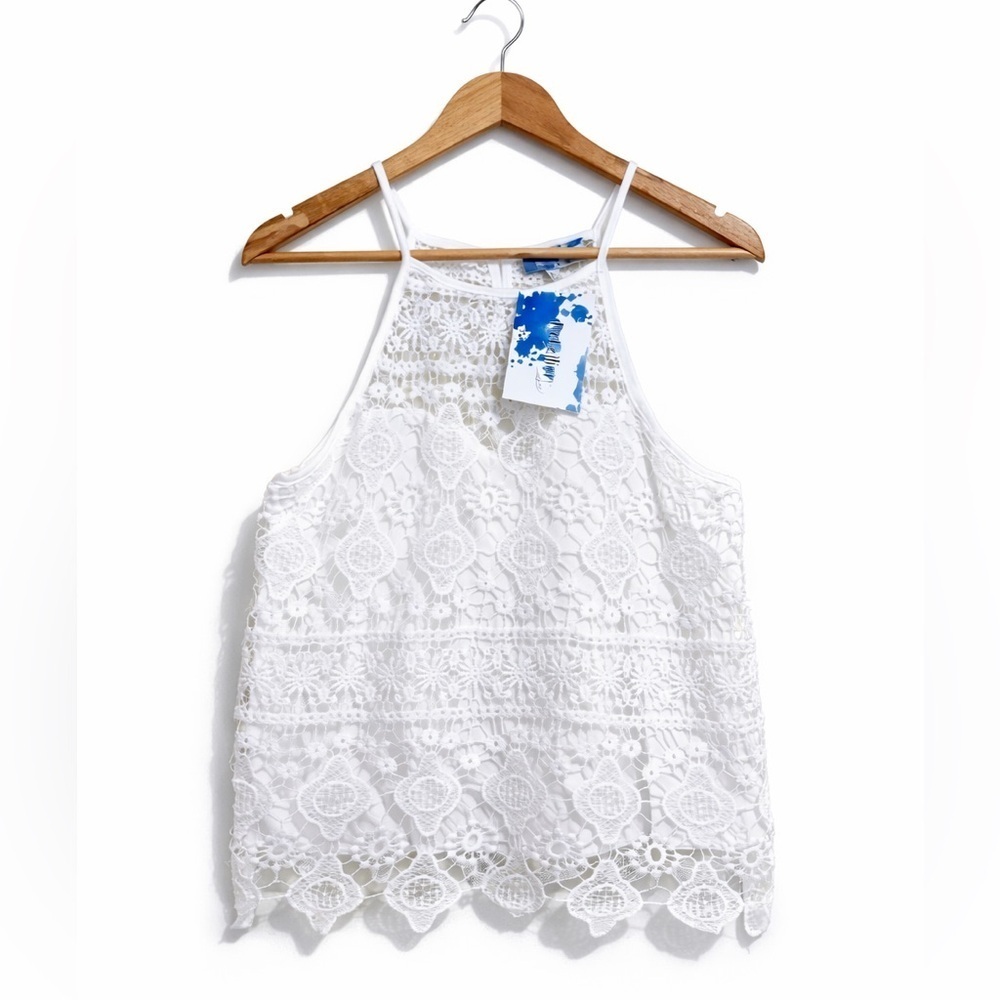 Rebellion | NWT White Floral Lace Crochet Racerback Tank Camisole Top L